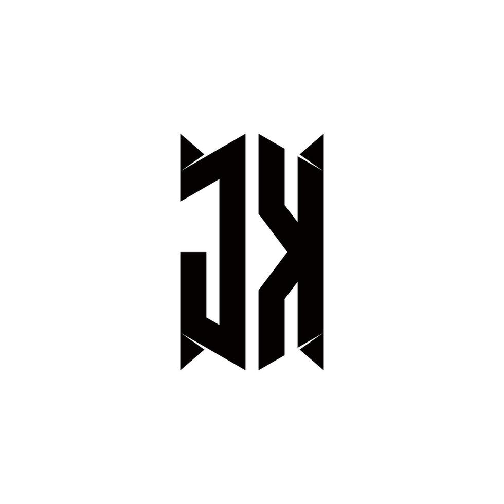 JK Logo monogram with shield shape designs template vector