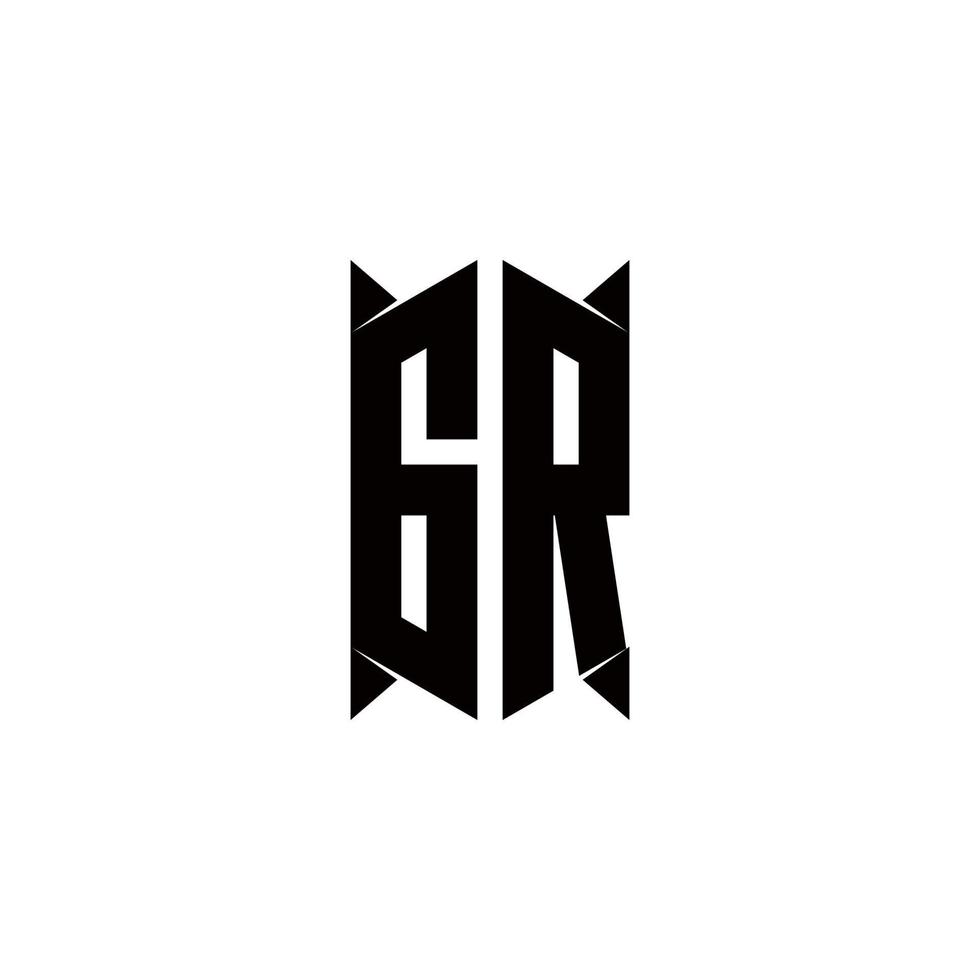 GR Logo monogram with shield shape designs template vector