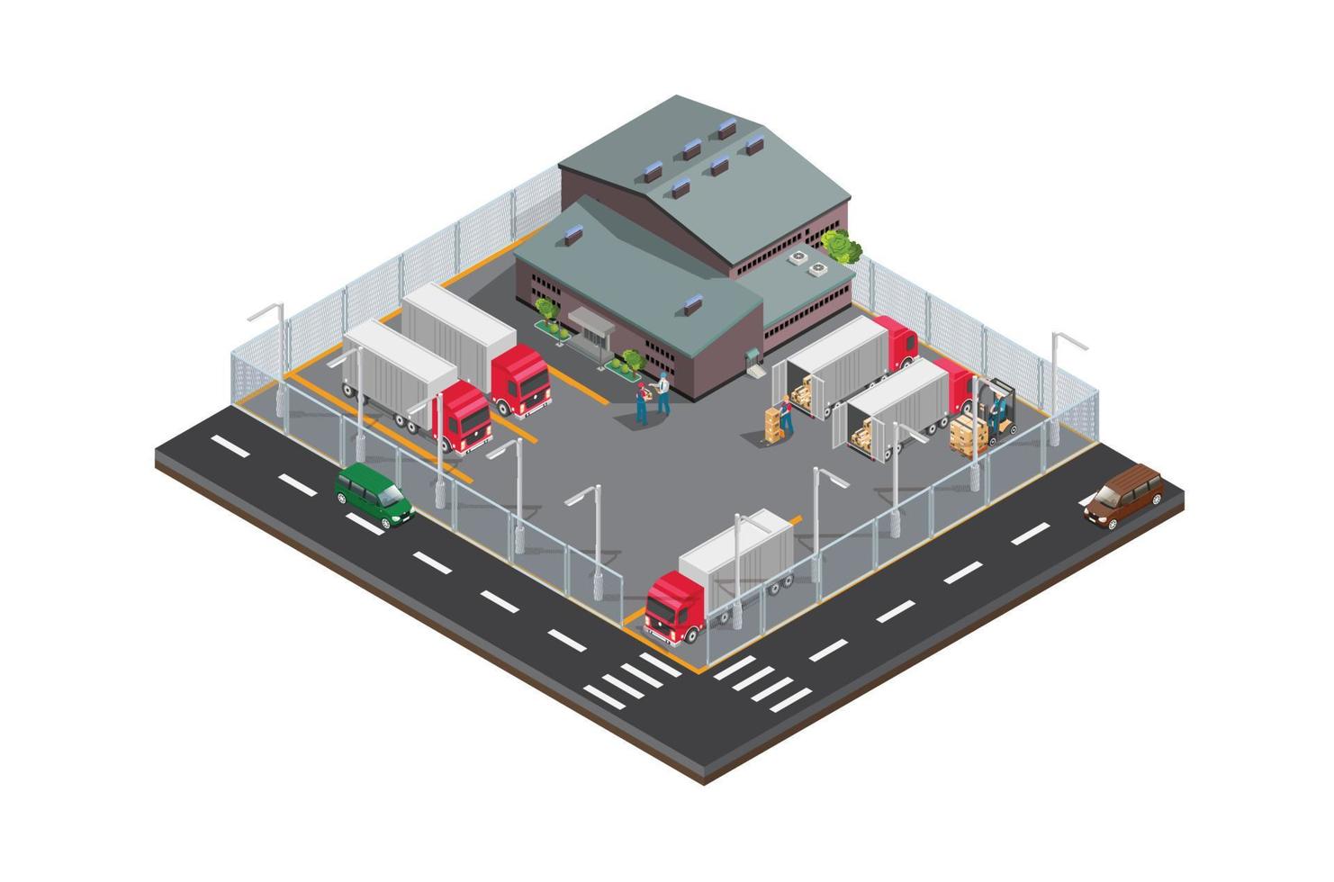 Modern Isometric Factory warehouse icon, Suitable for Diagrams, Infographics, Book Illustration, Game Asset, And Other Graphic Related Assets vector