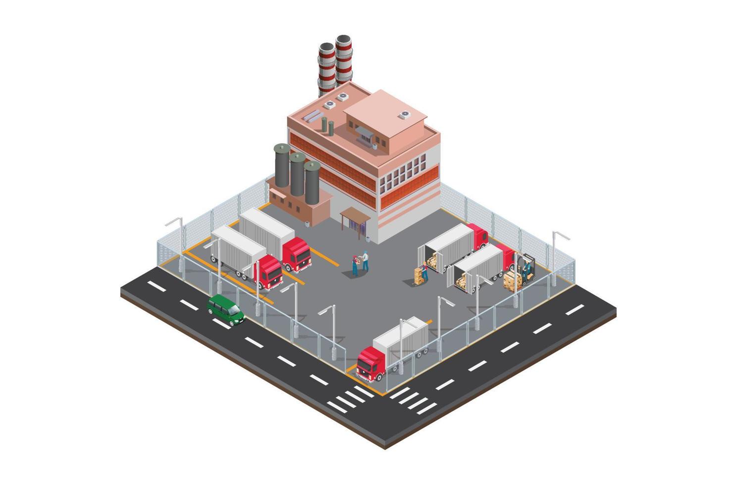 Modern Isometric Factory warehouse icon, Suitable for Diagrams, Infographics, Book Illustration, Game Asset, And Other Graphic Related Assets vector