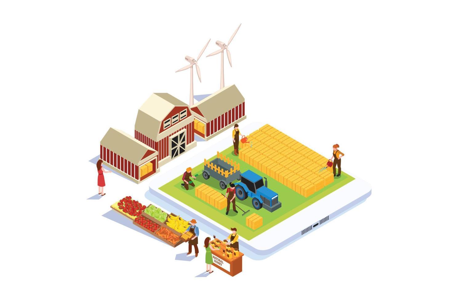 Modern Isometric Farming Technology Monitoring Illustration, Web Banners, Suitable for Diagrams, Infographics, Book Illustration, Game Asset, And Other Graphic Related Assets vector