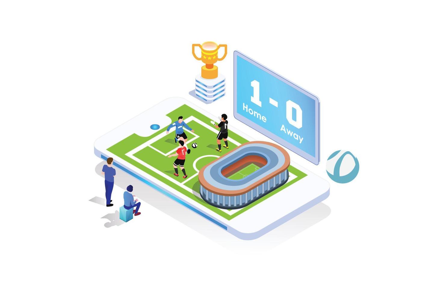 Modern Isometric Live Soccer Tournament Illustration, Suitable for Diagrams, Infographics, Book Illustration, Game Asset, And Other Graphic Related Assets vector