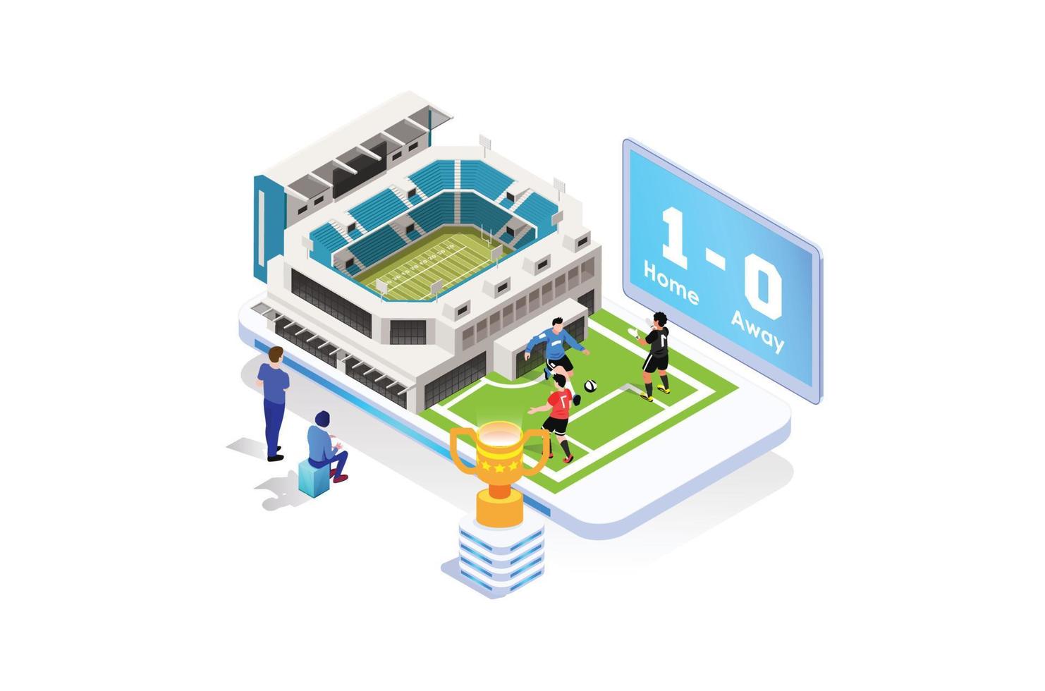 Modern Isometric Live Soccer Tournament Illustration, Suitable for Diagrams, Infographics, Book Illustration, Game Asset, And Other Graphic Related Assets vector