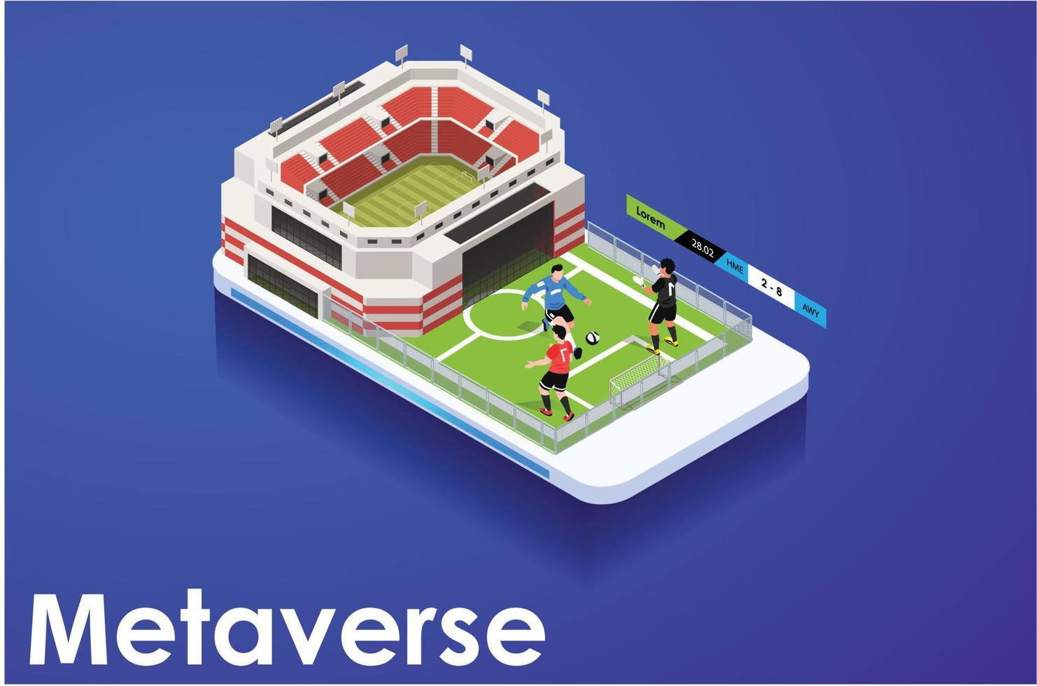 Modern Isometric play football in virtual world Metaverse Illustration, Editable source 10 EPs , Suitable for Diagrams, Infographics, And Other Graphic Related Assets vector