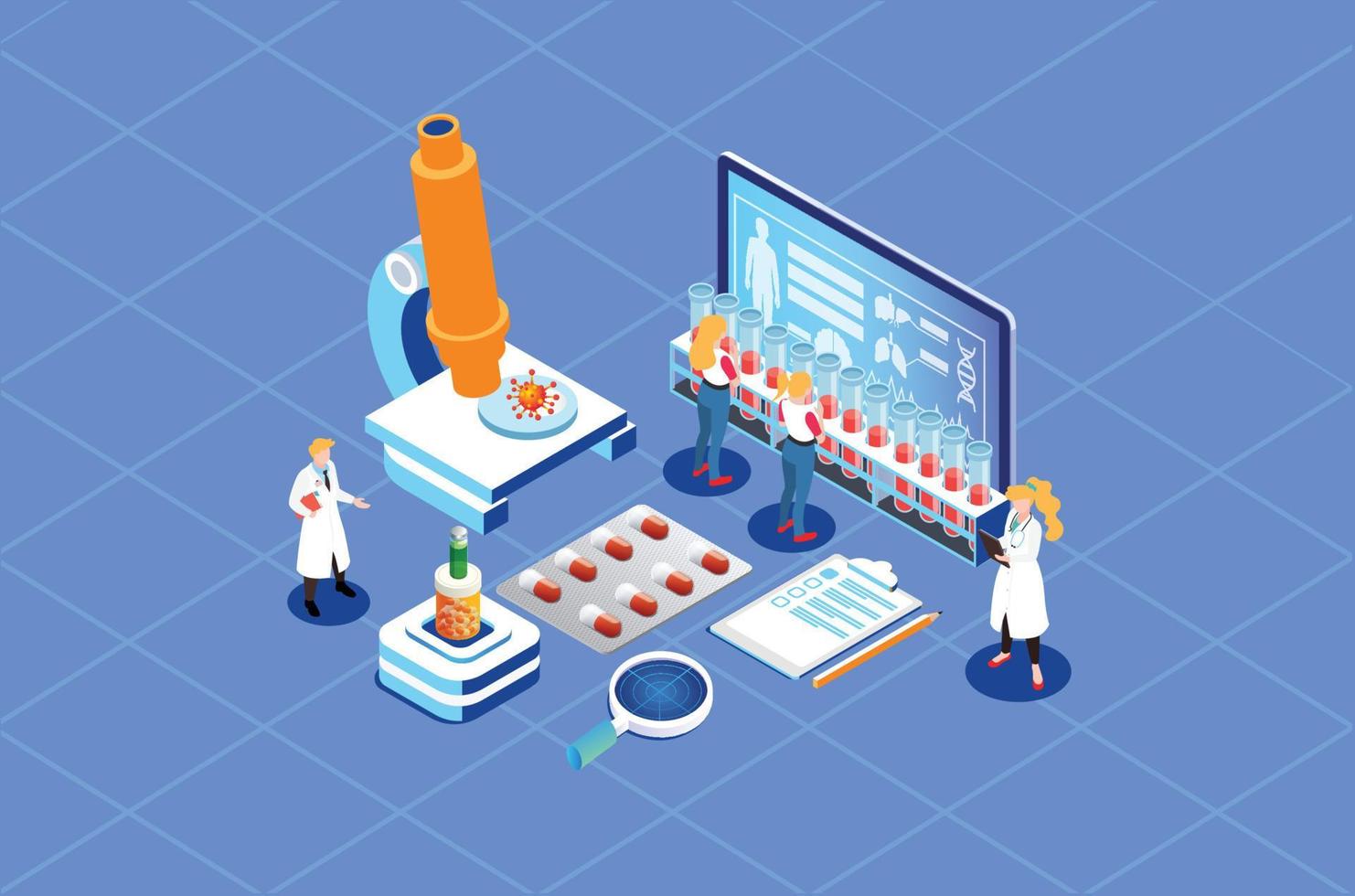 Isometric Modern Covid-19 Vaccine Medical Research Illustration, Web ...