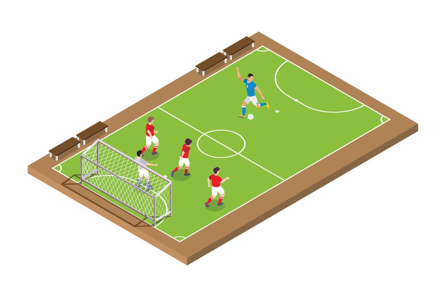 ilustración isométrica moderna de torneos de fútbol en vivo, adecuada para diagramas, infografías, ilustración de libros, activos de juegos y otros activos relacionados con gráficos vector