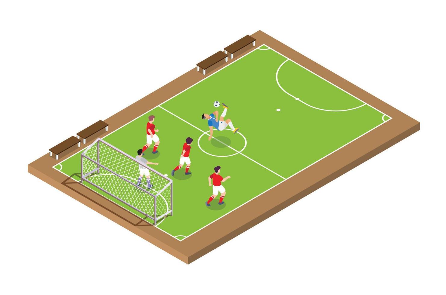 ilustración isométrica moderna de torneos de fútbol en vivo, adecuada para diagramas, infografías, ilustración de libros, activos de juegos y otros activos relacionados con gráficos vector