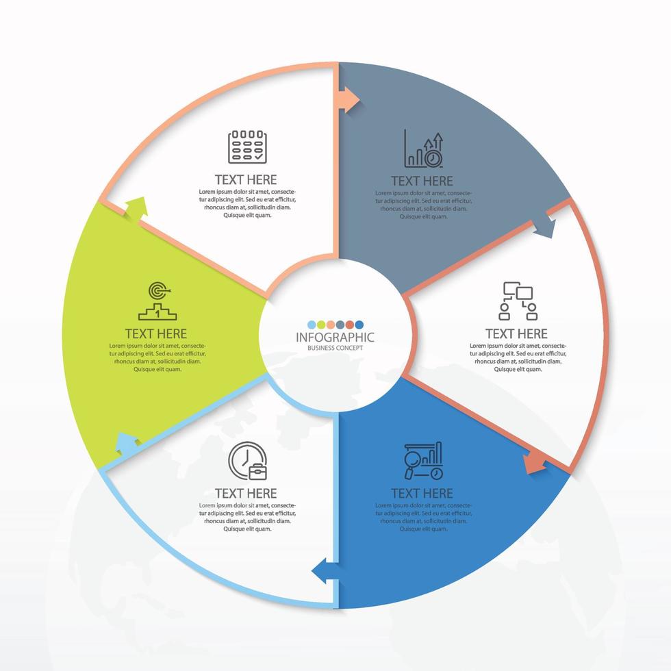 infografía con 6 pasos, procesos u opciones. vector