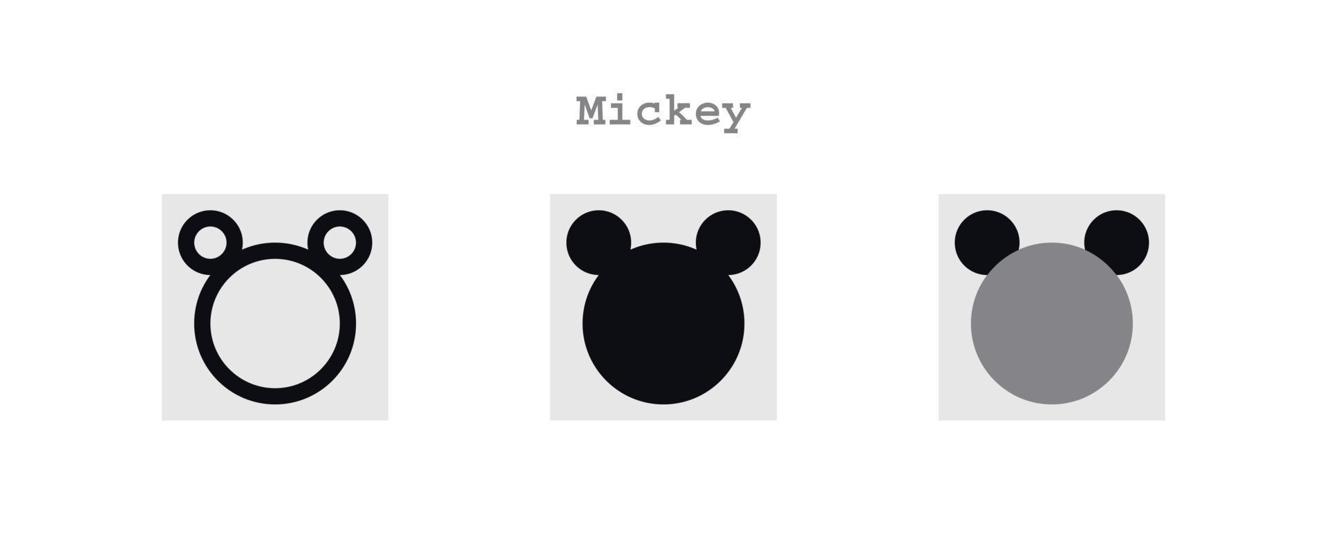 mickey icons set vector