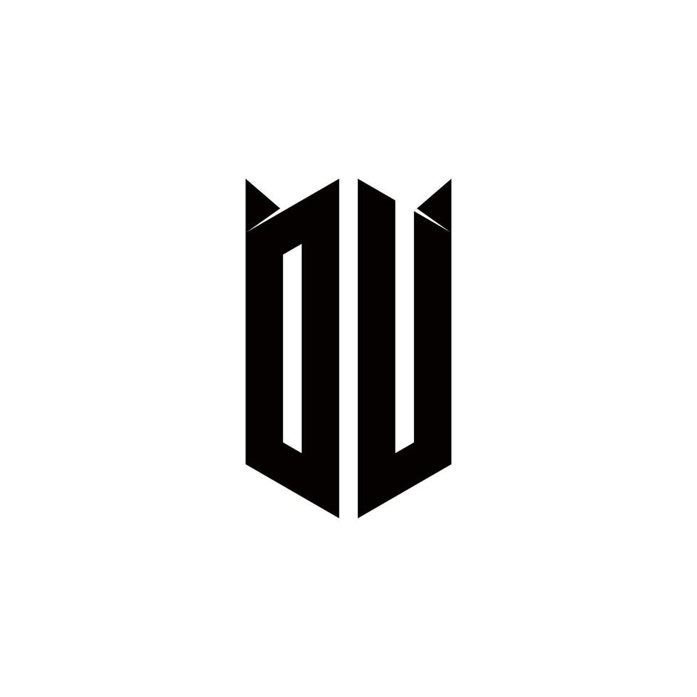 DU Logo monogram with shield shape designs template vector