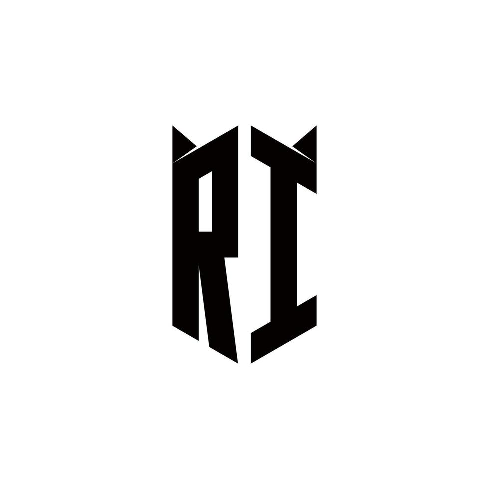 RI Logo monogram with shield shape designs template vector