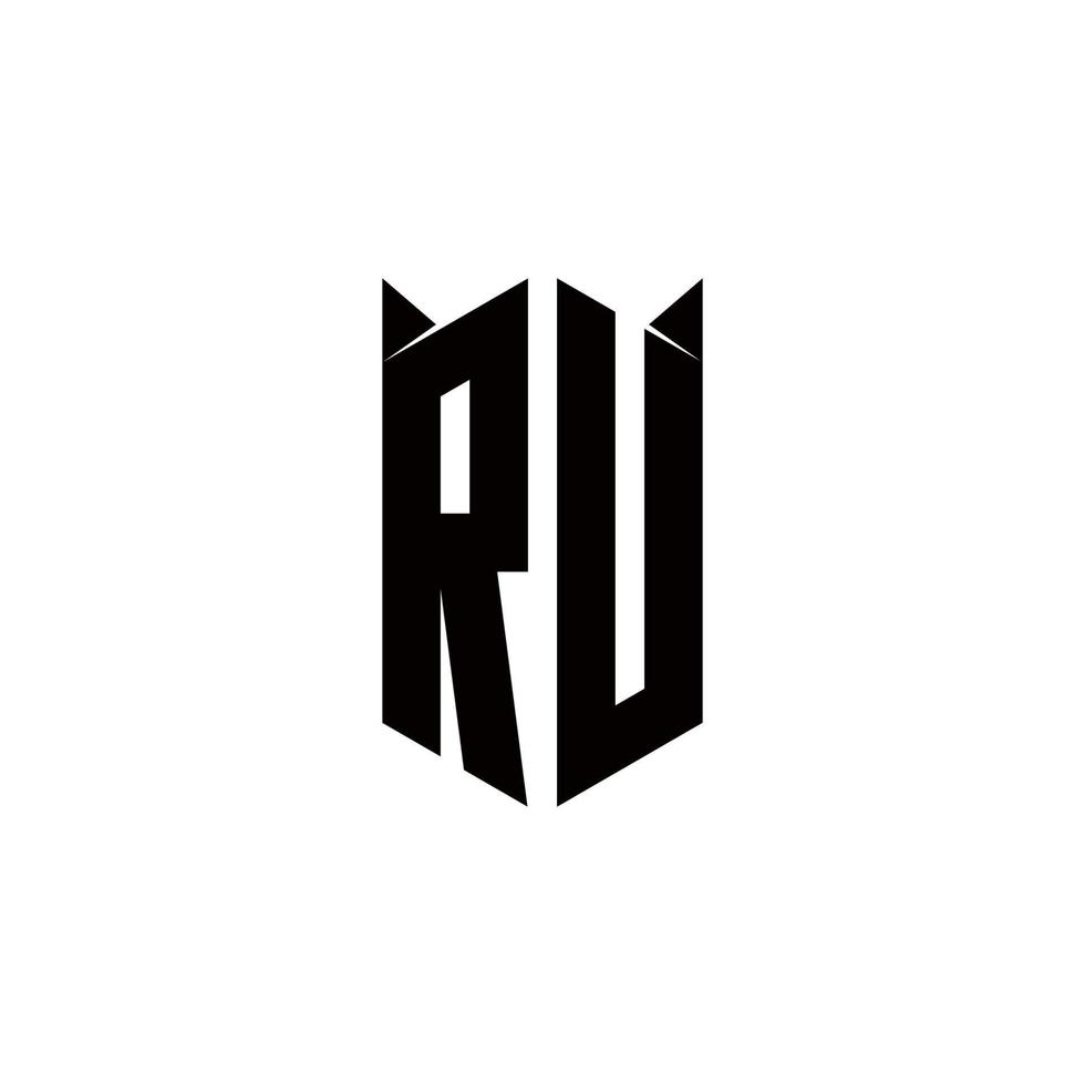 ru logo monograma con proteger forma diseños modelo vector