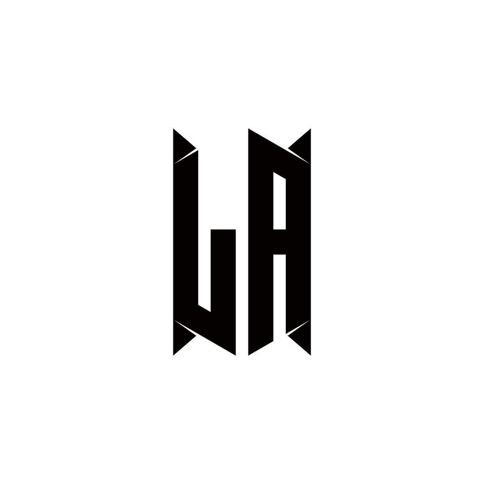 LA Logo monogram with shield shape designs template vector