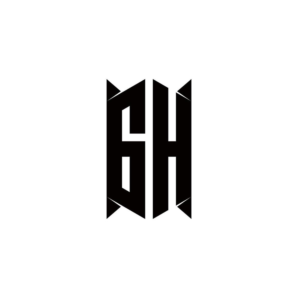 GH Logo monogram with shield shape designs template vector