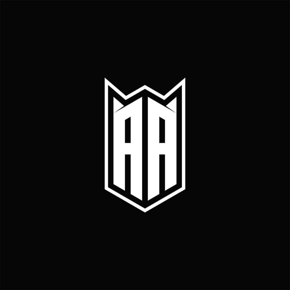 aa logo monograma con plantilla de diseños de forma de escudo vector