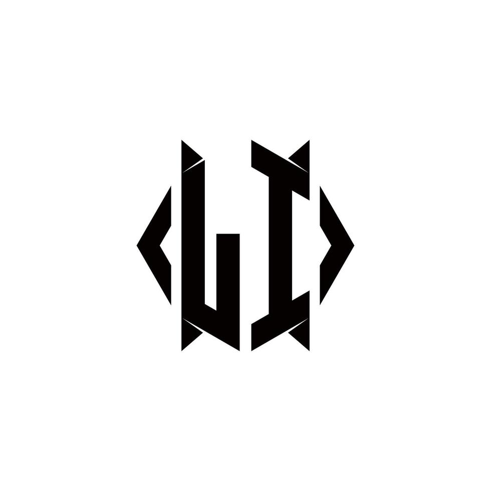 LI Logo monogram with shield shape designs template vector