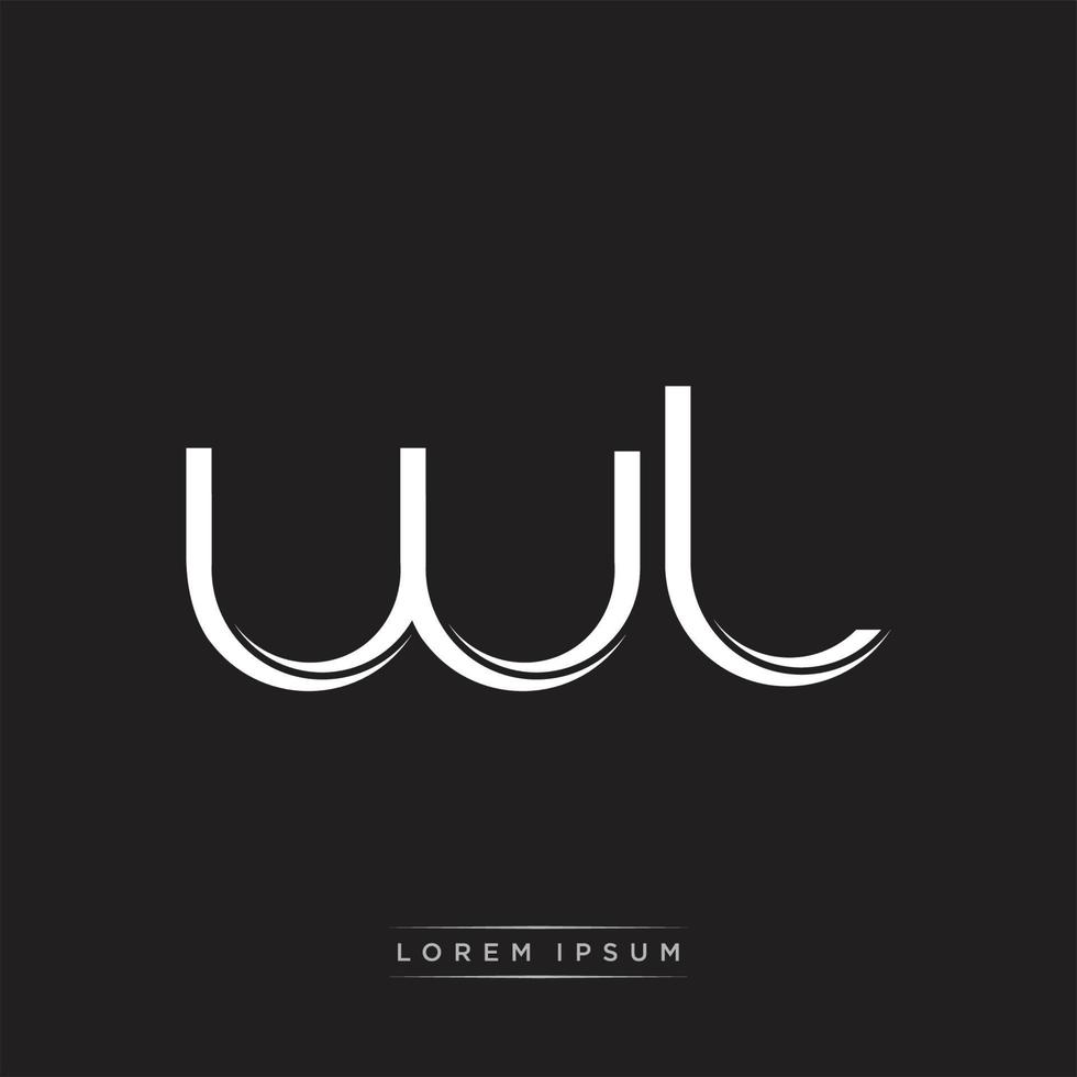 WL Initial Letter Split Lowercase Logo Modern Monogram Template Isolated on Black White vector