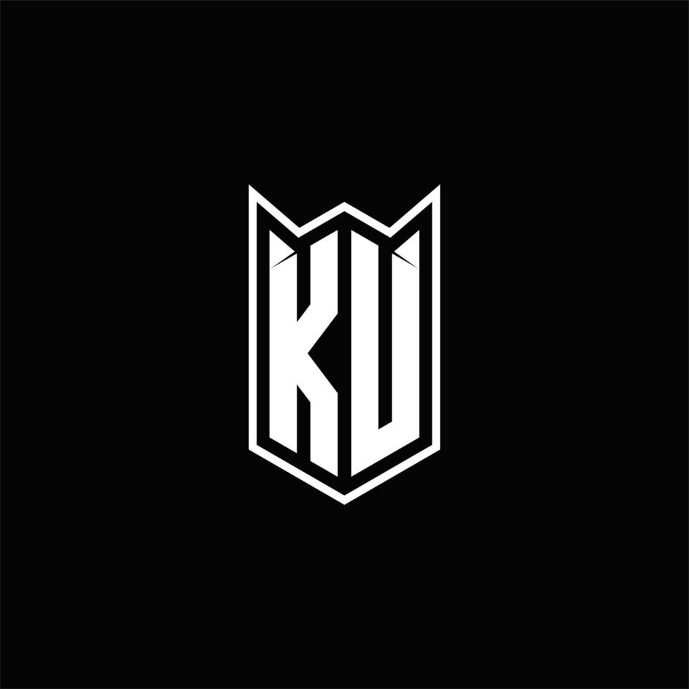 ku logo monograma con proteger forma diseños modelo vector