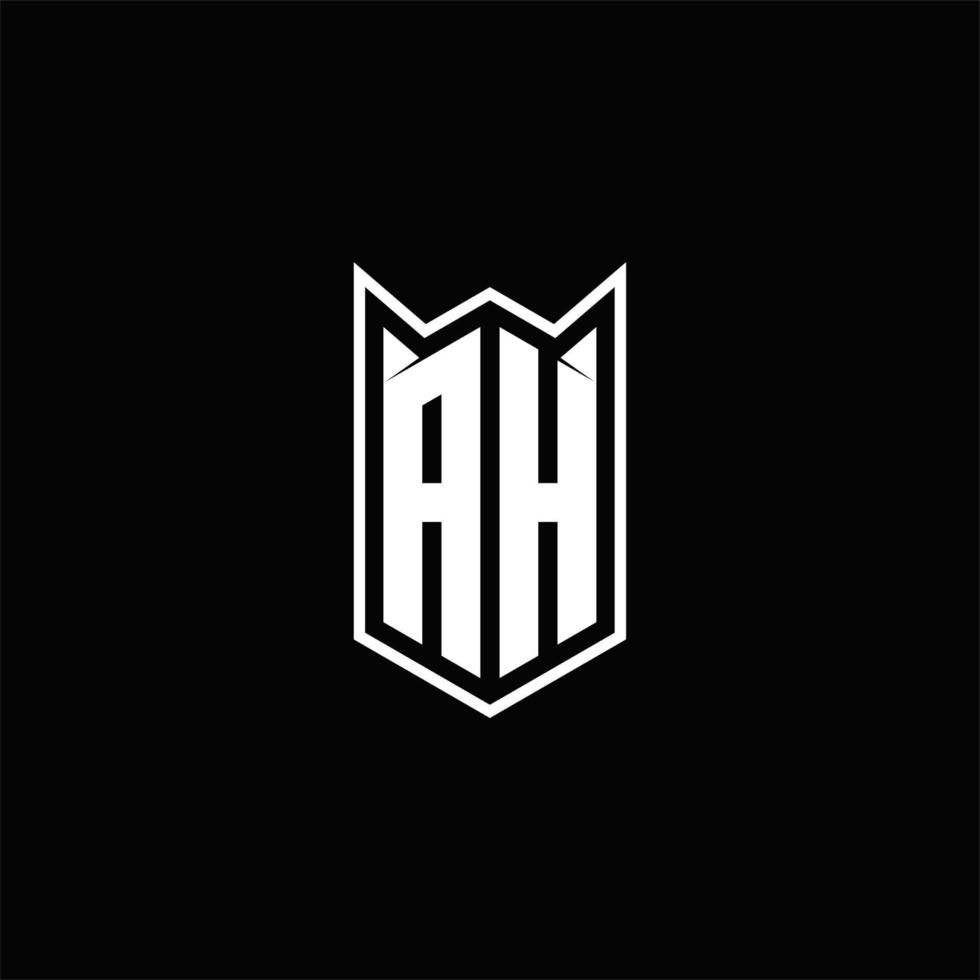 AH Logo monogram with shield shape designs template vector