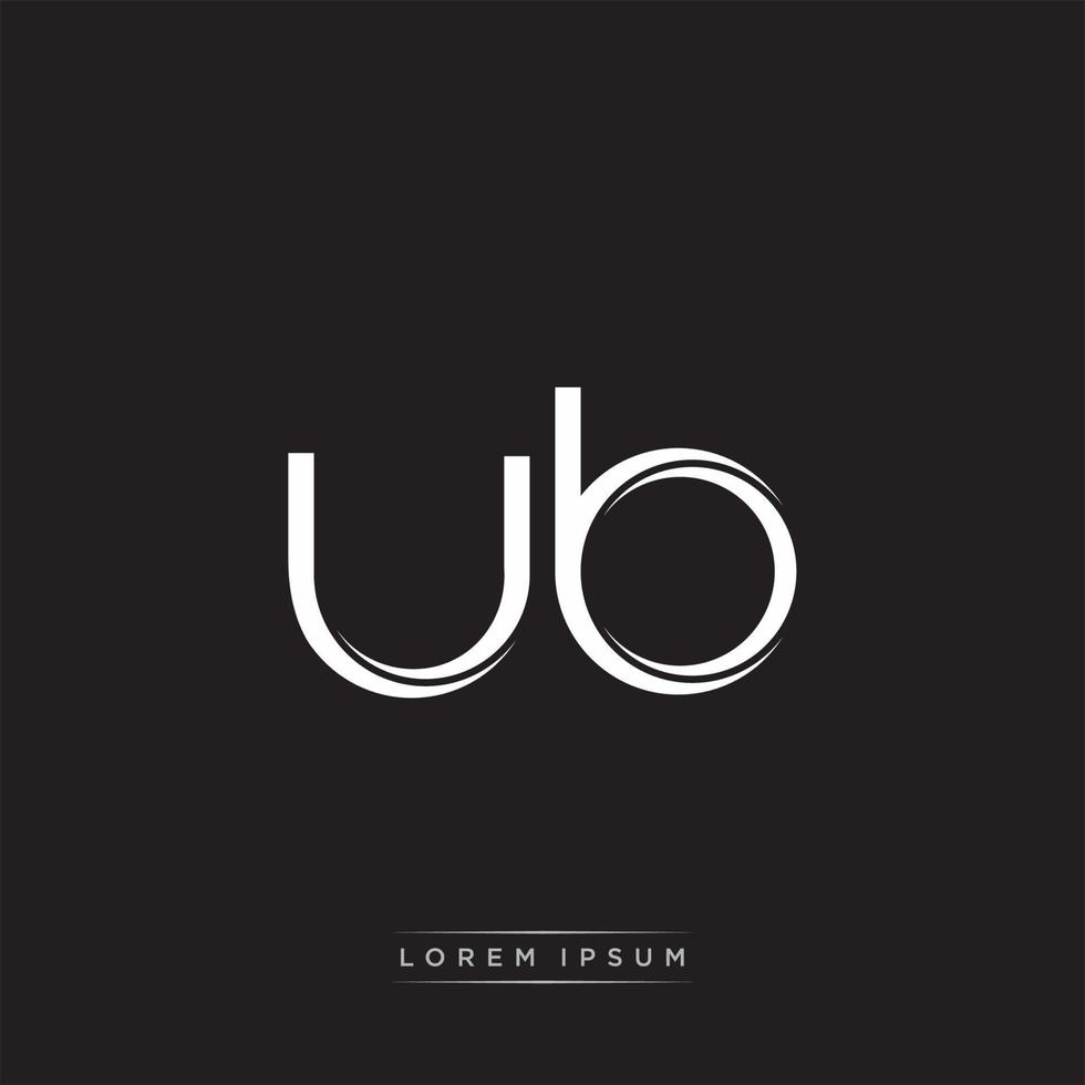 UB Initial Letter Split Lowercase Logo Modern Monogram Template Isolated on Black White vector