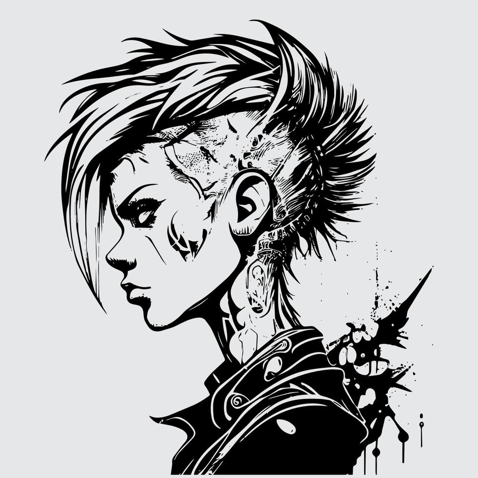 rebelde con un porque el feroz actitud de punk niña ilustraciones - celebrando el fortaleza, individualidad, y punk espíritu de estos mujer vector