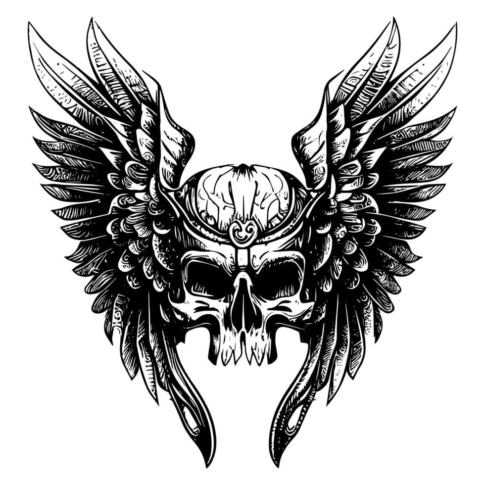 Skull and wings is a popular symbol in gothic culture and often represents death, freedom, and rebellion. It can also be seen in tattoo art vector