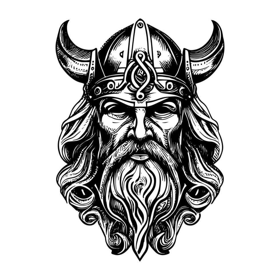 vikingo cabeza tatuaje logo para fuerza y Resiliencia guerrero espíritu vector