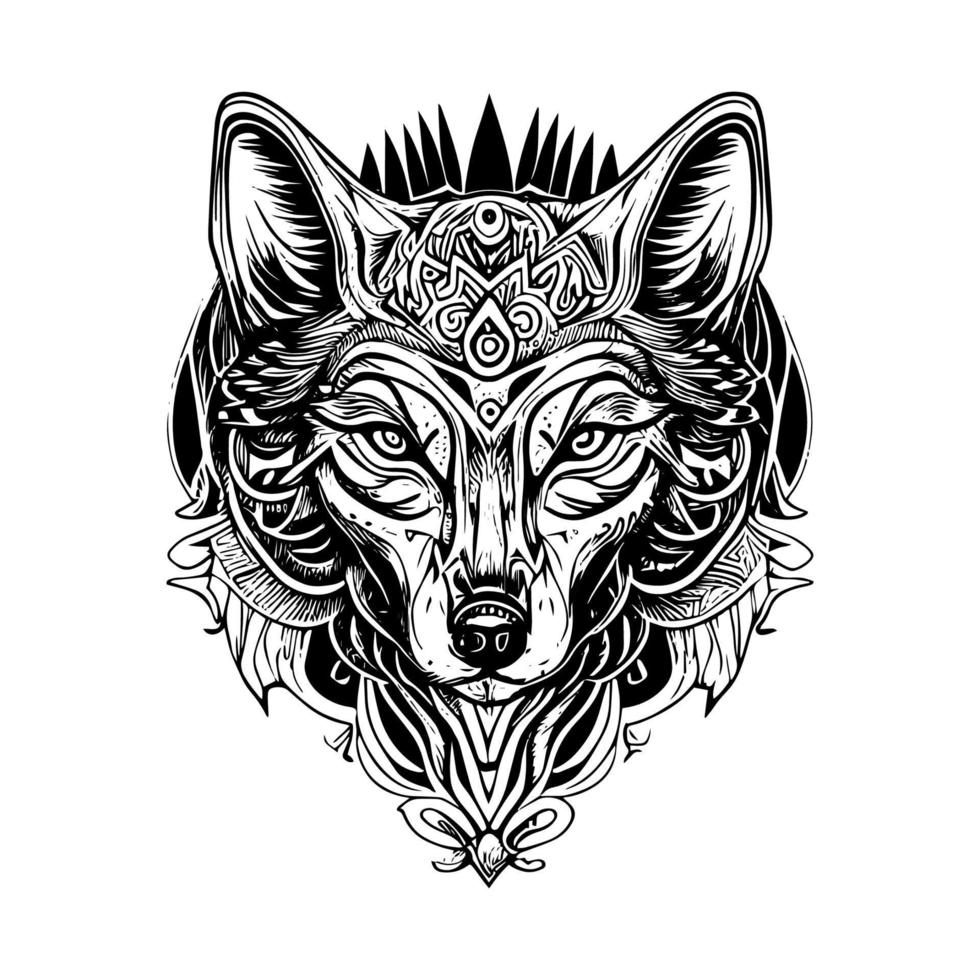 wolf head illustration exudes strength power and a wild spirit vector