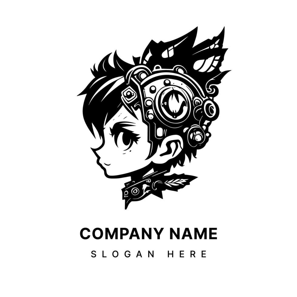 Steampunk Kid logo depicts a young adventurer decked out in goggles, gears, and other clockwork accoutrements, ready to explore a steam-powered world vector