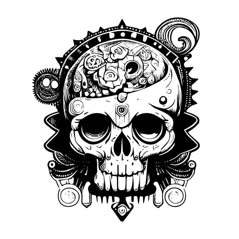 kawai cráneo cabeza ilustración caracteristicas un linda y caprichoso cráneo con grande ojos y un juguetón expresión, combinatorio el macabro con el adorable vector
