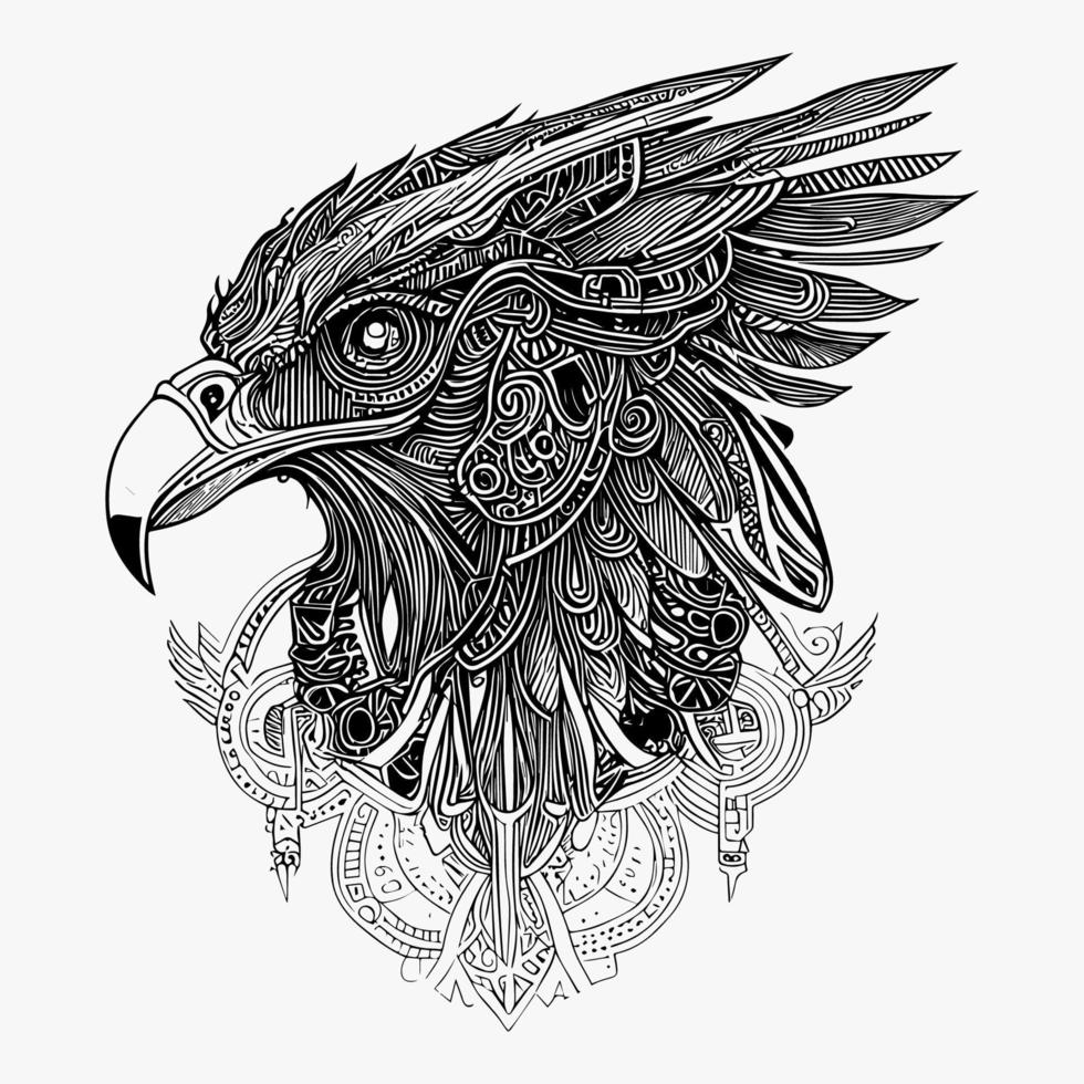 eagle head is a powerful and majestic image, featuring a fierce bird of prey with sharp eyes, a sharp beak, and feathers that symbolize strength and freedom vector