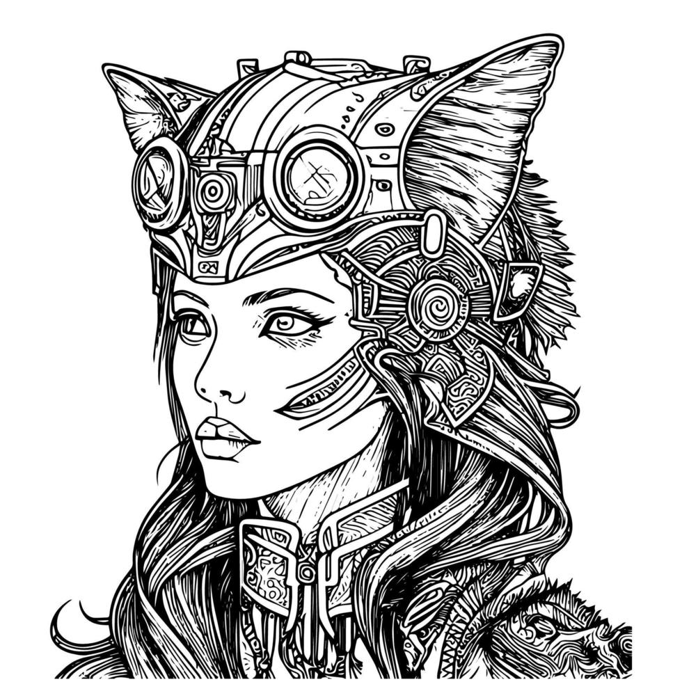 Steampunk niña ilustraciones abrazando el retro-futurista estético de estos único caracteres Steampunk sirena el intrincado y negrita estilo vector