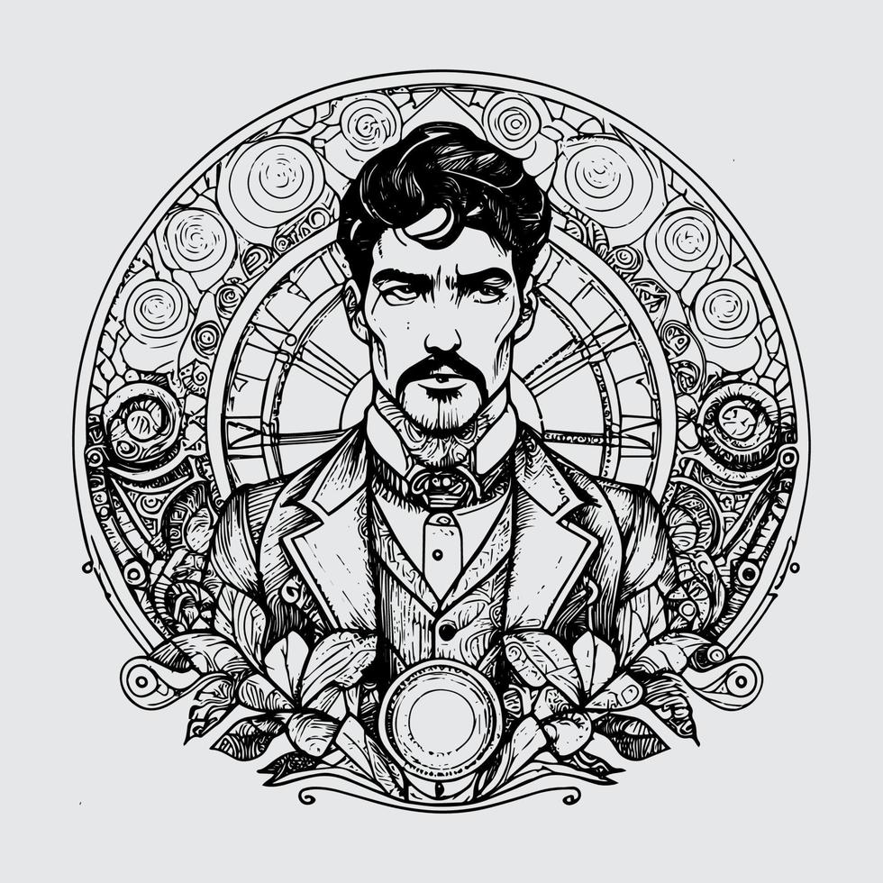 Steampunk Man Illustrations Embracing the retro-futuristic aesthetic of these unique characters vector