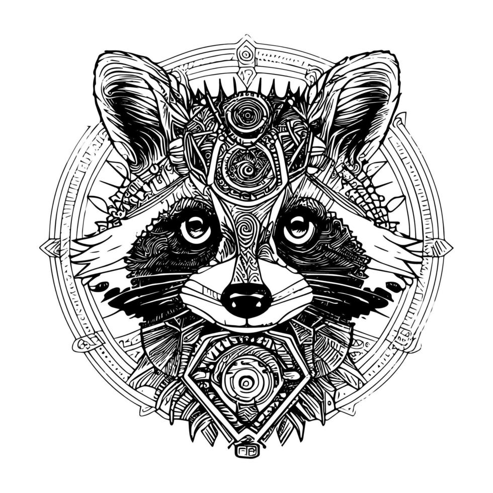 playful and imaginative raccoon with steampunk elements such as gears and goggles, showcasing a unique blend of whimsy and technology vector