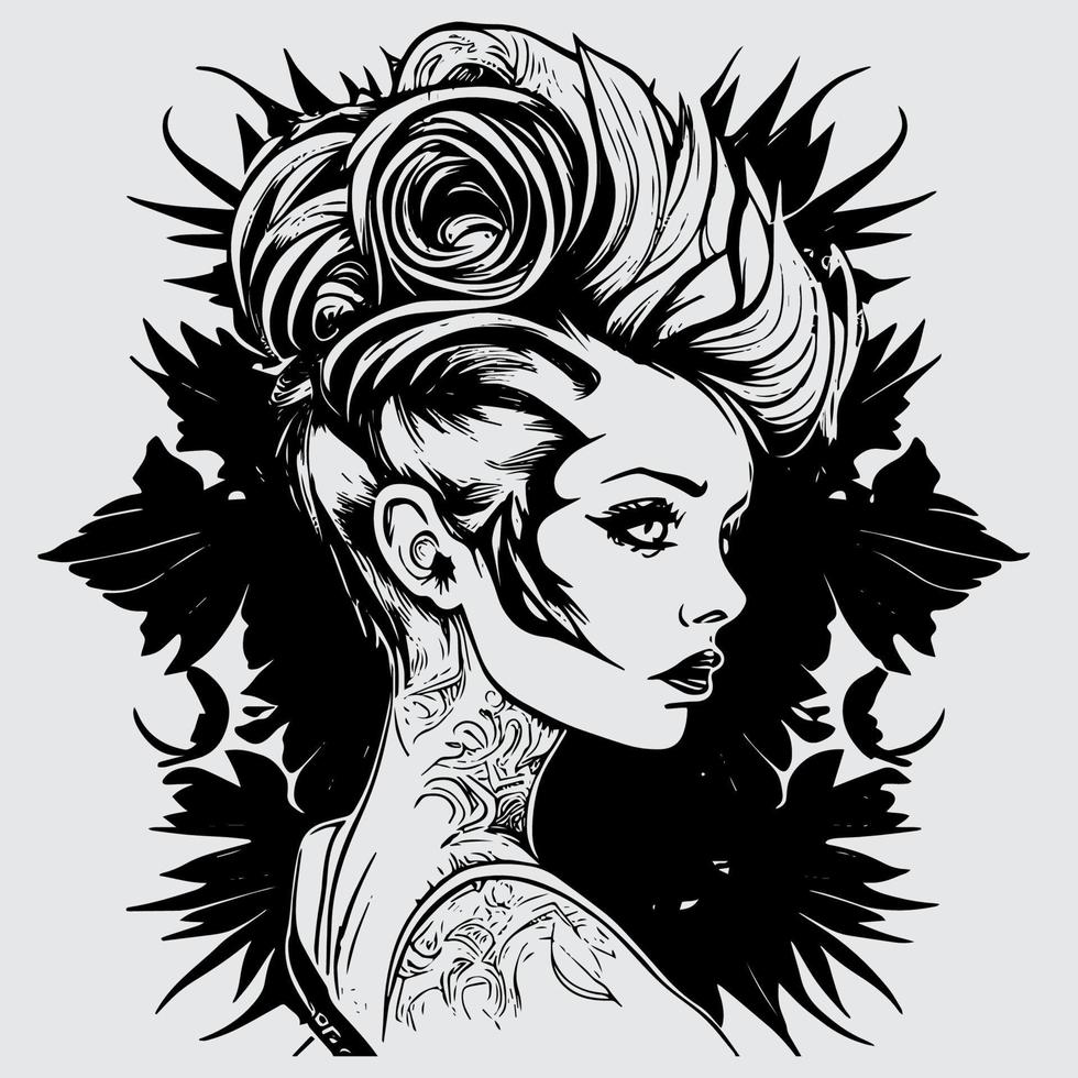 Rebel with a Cause The Fierce Attitude of Punk Girl Illustrations - Celebrating the strength, individuality, and punk spirit of these women vector
