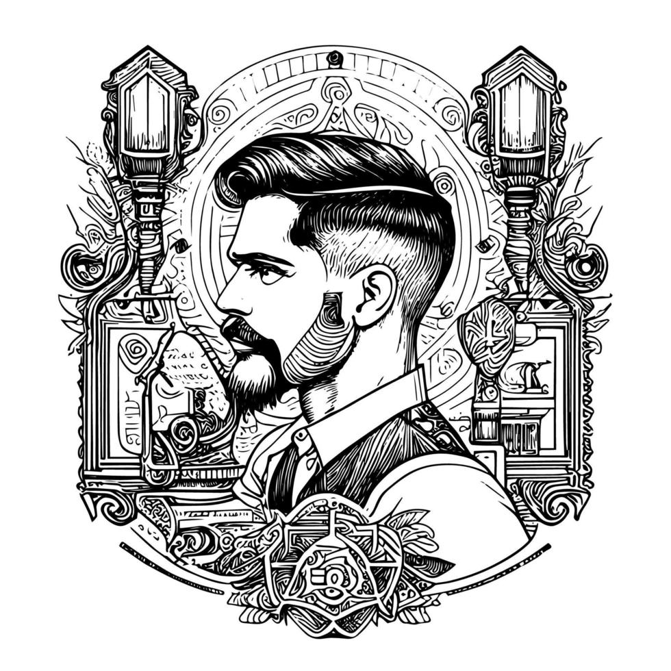 clásico y elegante hombre en un Barbero representando un profesional barbería vector
