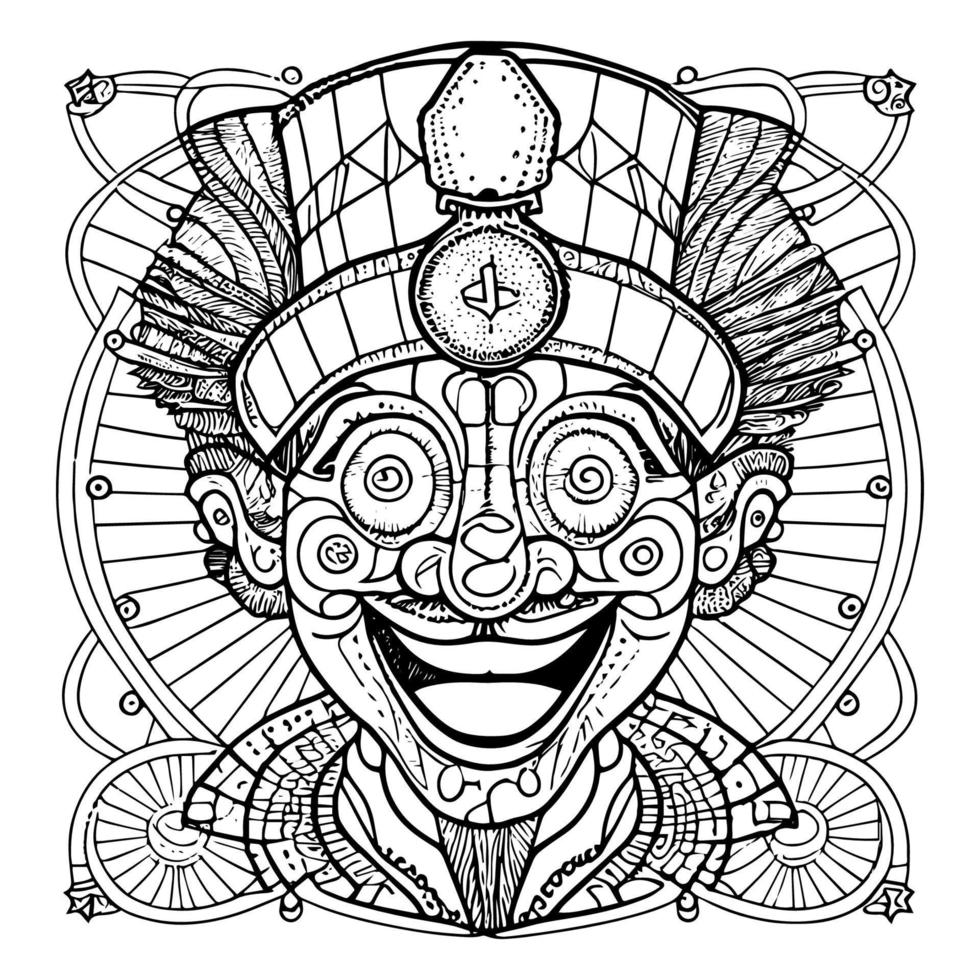 whimsical and charming clown with a bright smile and quirky personality, bringing a sense of delight and amusement to the viewer vector