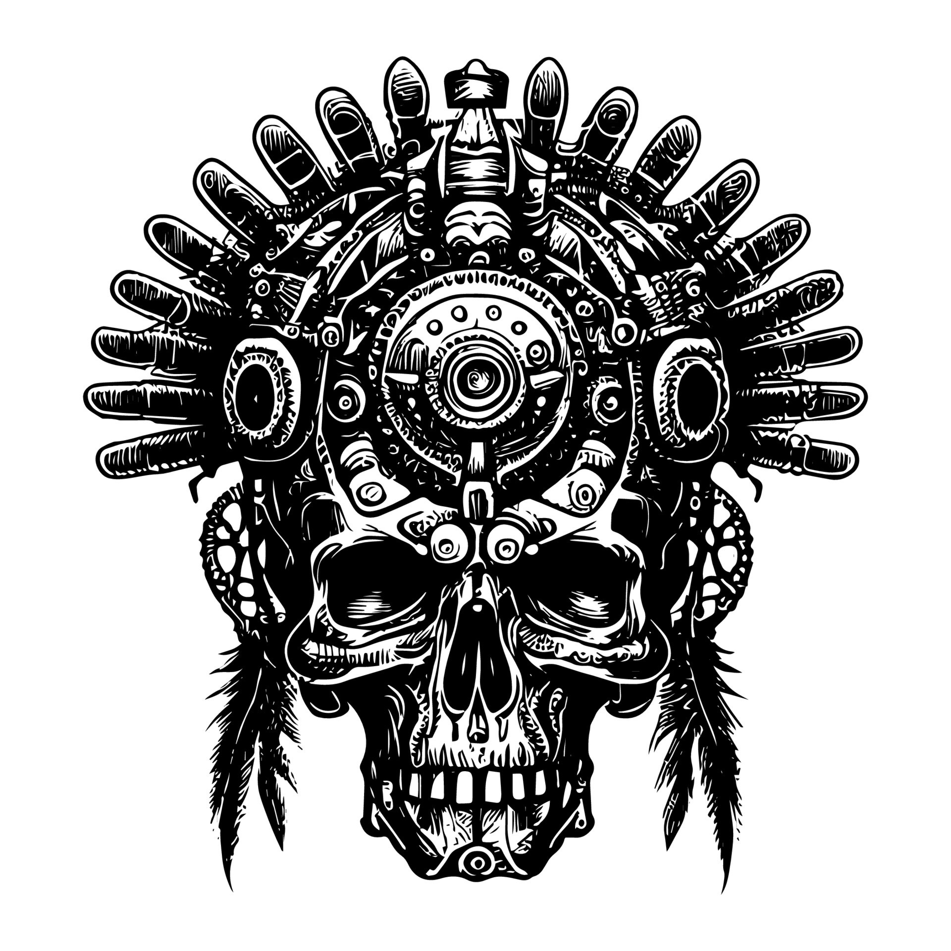 Indian warrior skull tattoo is a powerful and symbolic design, representing strength, courage, and the warrior spirit of Native American culture 20841281 Vector Art at Vecteezy