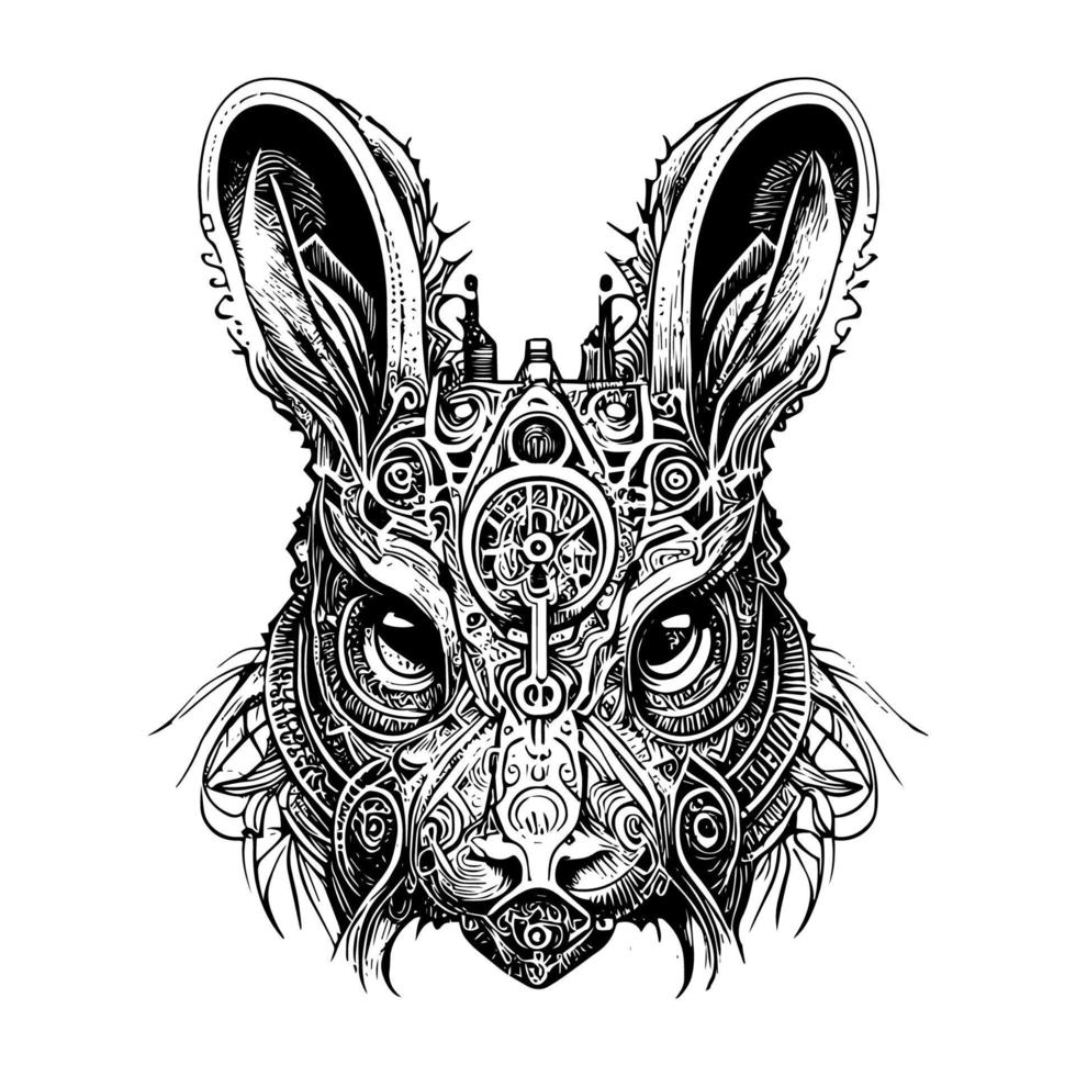 steampunk rabbit bunny logo is a whimsical and creative symbol of curiosity and ingenuity. It blends the charm of a classic bunny with a futuristic steampunk aesthetic vector