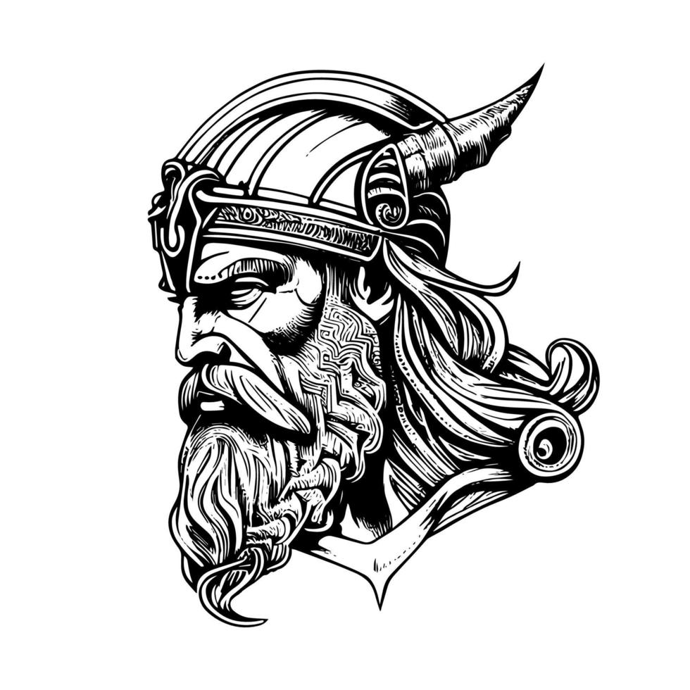 Viking Head Tattoo Logo for Strength and Resilience Warrior Spirit vector