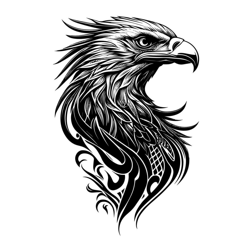 águila tribal tatuaje diseño representando fuerza y libertad en sus intrincado líneas y curvas vector