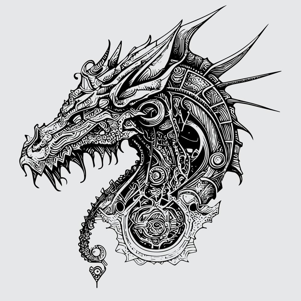 mecha dragon is a futuristic, robotic interpretation of a mythical creature. It combines the power and strength of a dragon with modern technology vector