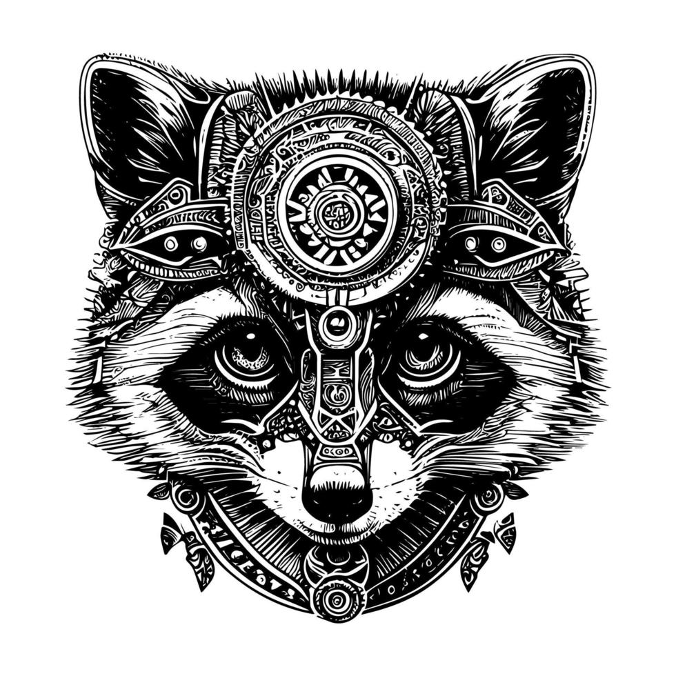 playful and imaginative raccoon with steampunk elements such as gears and goggles, showcasing a unique blend of whimsy and technology vector