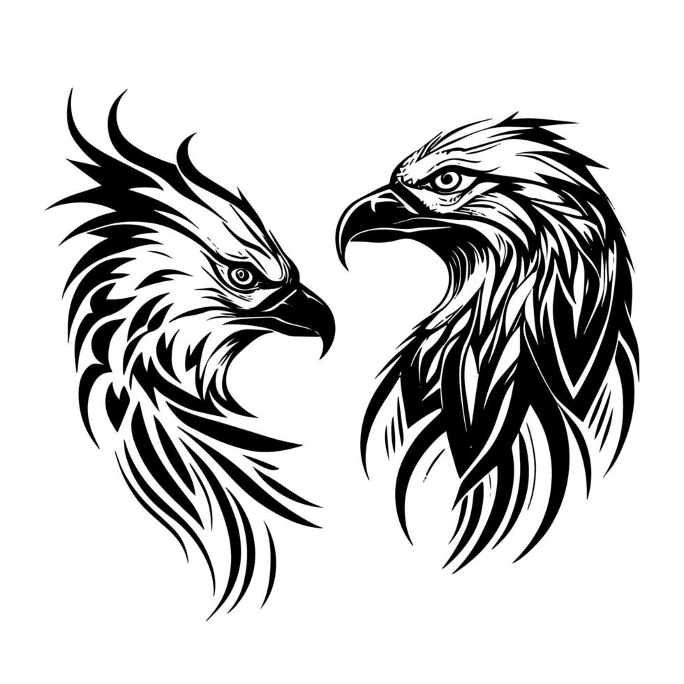 águila tribal tatuaje diseño representando fuerza y libertad en sus intrincado líneas y curvas vector