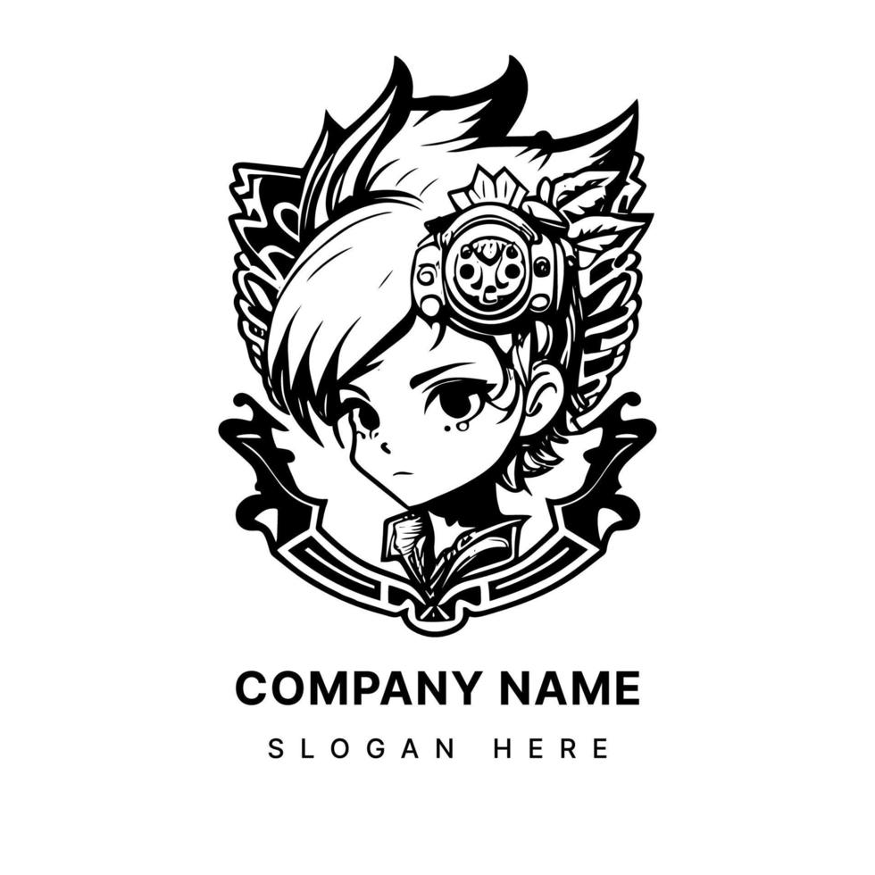 Steampunk Kid logo depicts a young adventurer decked out in goggles, gears, and other clockwork accoutrements, ready to explore a steam-powered world vector