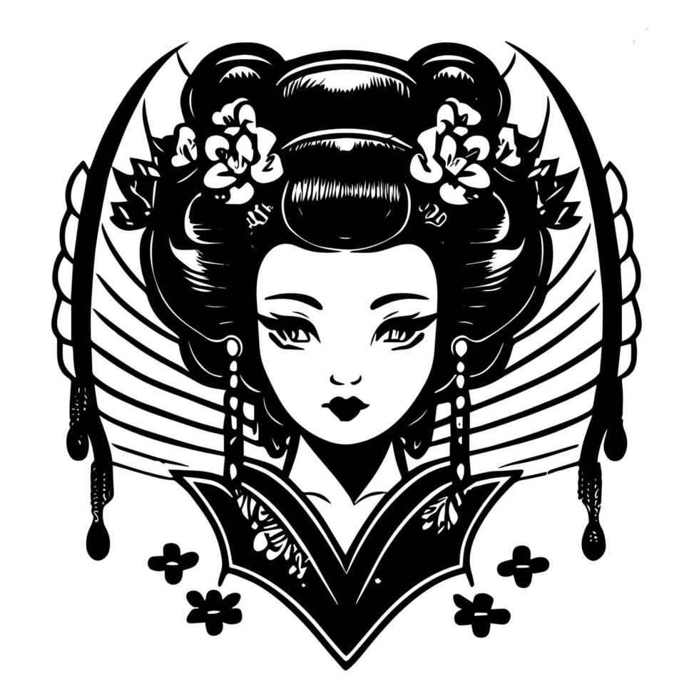 geisha logo trae un linda y juguetón giro a tradicional japonés belleza vector