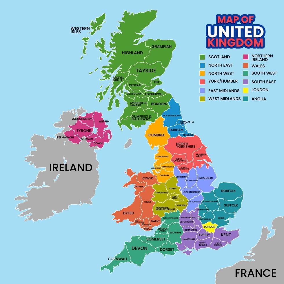 Map of United Kingdom vector