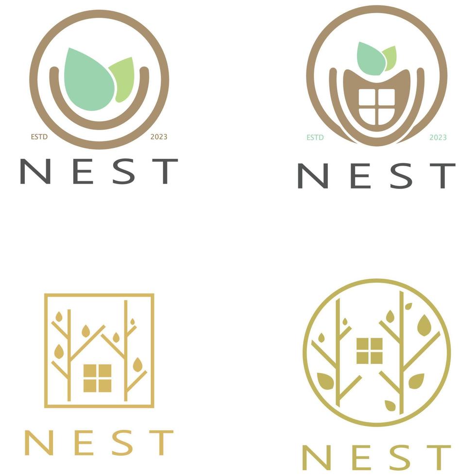 bird nest logo icon illustration design template, for bird farm, bird business, bird house, bird conservation with modern minimalist vector concept