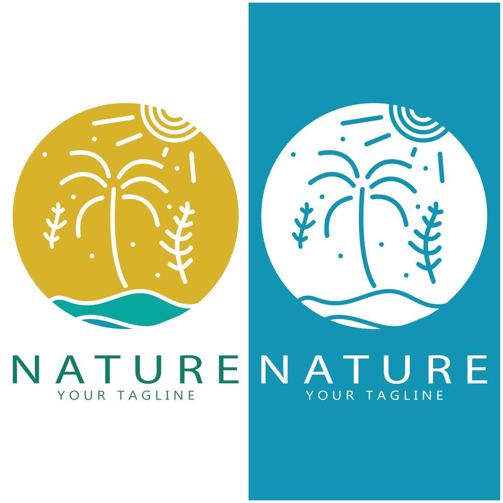 naturaleza vector logo. con árboles, ríos, mares, montañas, negocio emblemas, viaje insignias, ,ecológico salud