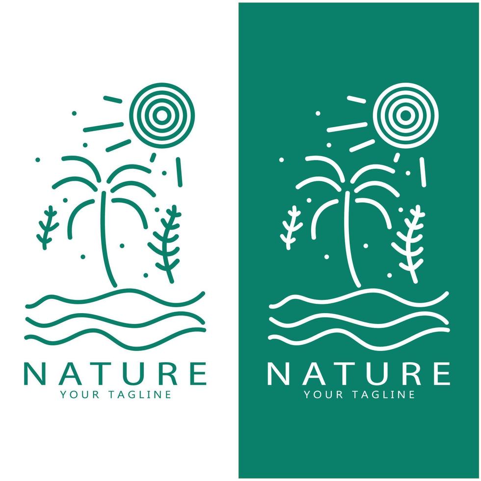 naturaleza vector logo. con árboles, ríos, mares, montañas, negocio emblemas, viaje insignias, ,ecológico salud